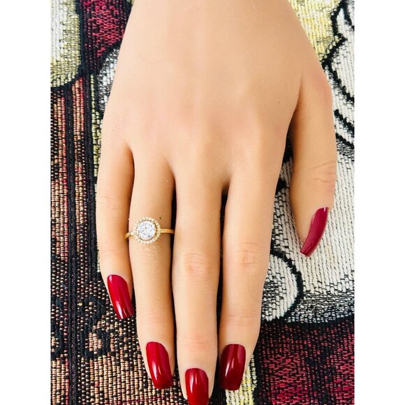 Pandora Gold Plated Sparkling Round Halo Ring - Picture 10 of 12
